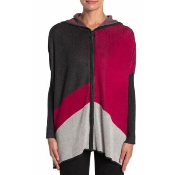 Joseph A Women's Hooded Zip Front Dolman Sleeve Cardigan Sweater Small MSRP $78 - Picture 3 of 4